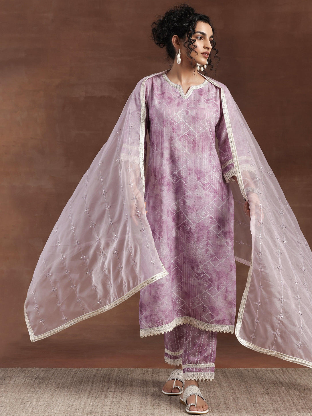 Purple Printed Cotton Straight Suit With Dupatta - Jashvi