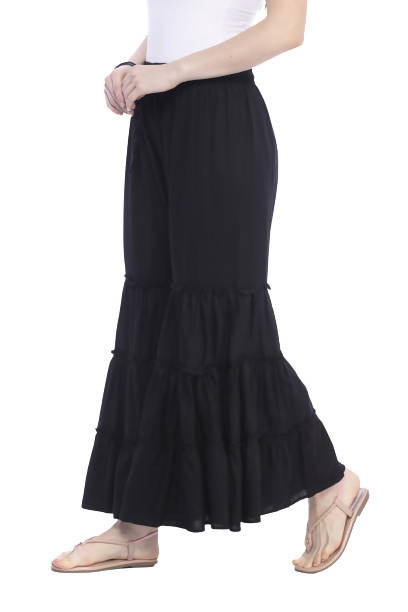 Women's Reyon Cotton Black Palazzo Mfp002 - Moeza