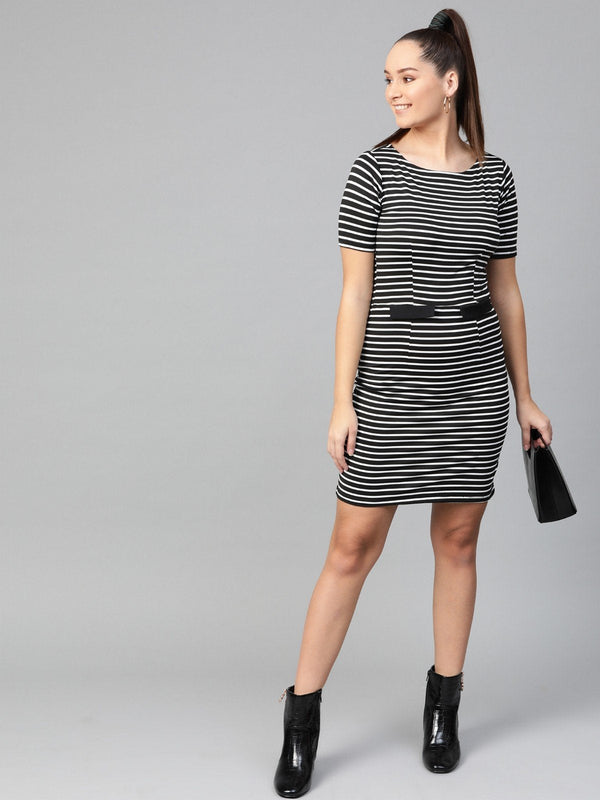 Women's Thick Stripe Plain Dress - Pannkh