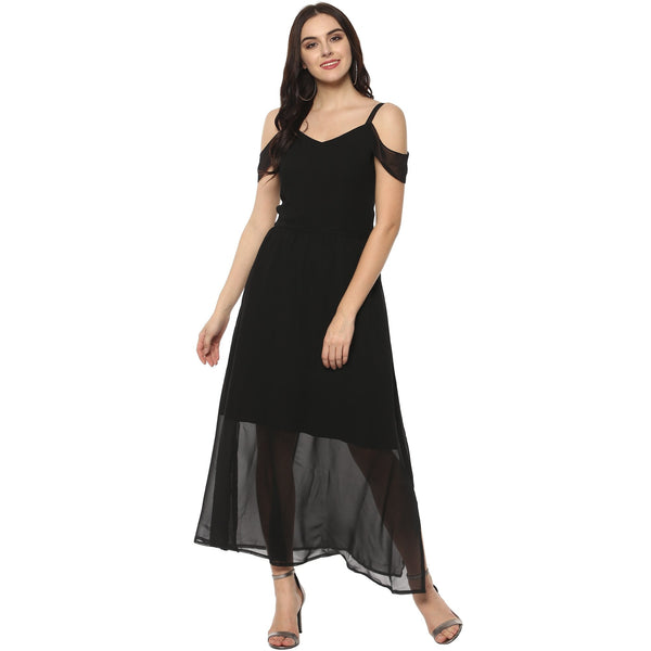 Women's Solid Drop Sleeves Maxi Dress - Pannkh