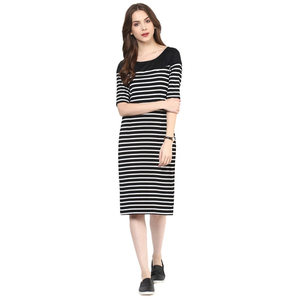 Women's Stripe Yoke Midi Dress - Pannkh