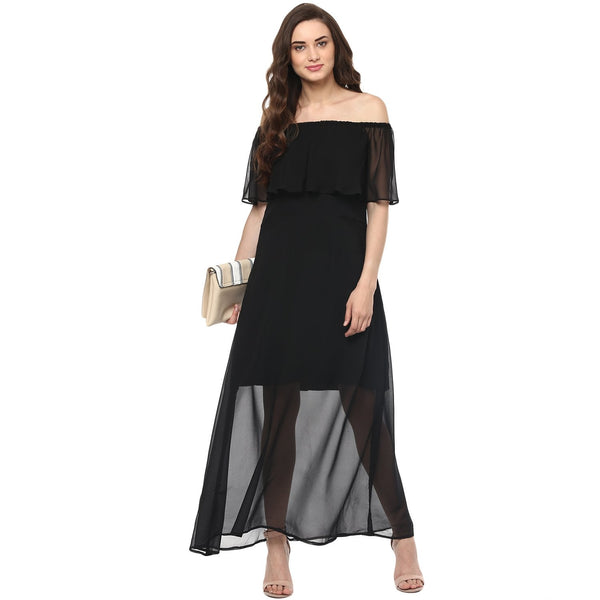 Women's Off-Shoulder Maxi Dress - Pannkh