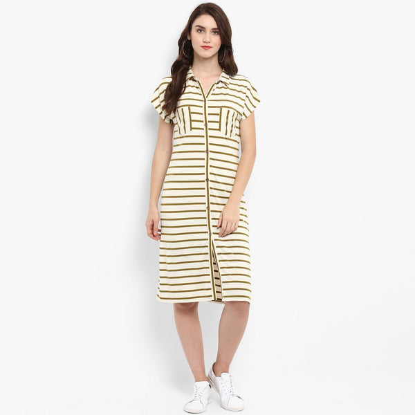 Women's Knitted Stripe Dress - Pannkh