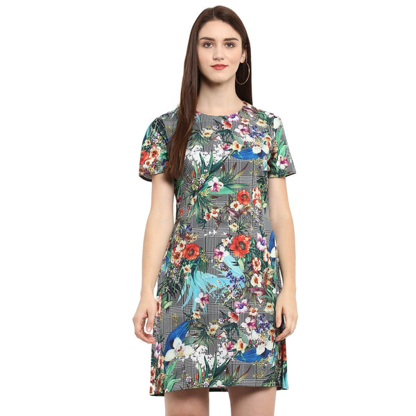 Women's Floral Checkered Dress - Pannkh