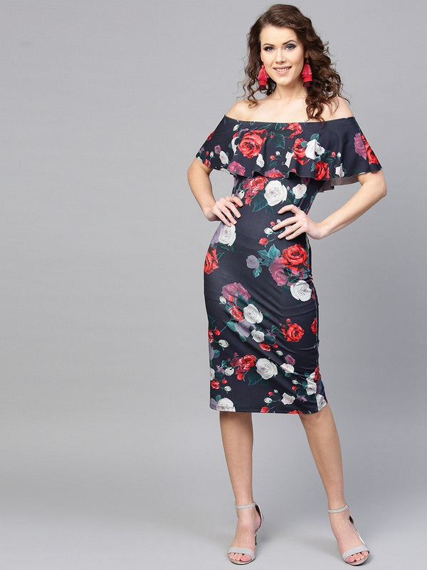 Women's Floral Scuba Dress - Pannkh