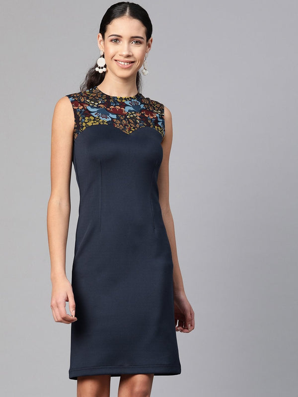 Women's Printed Yoke Bodycon Dress - Pannkh