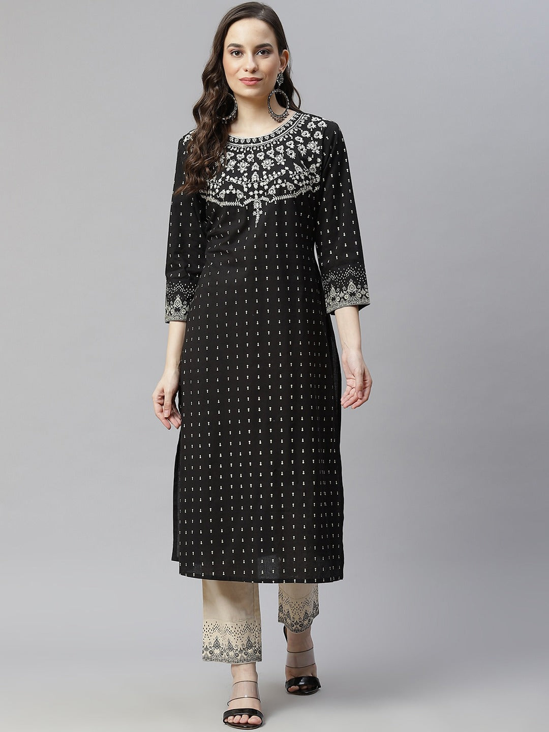 Women's Ethnic Motifs Printed Empire Pure Cotton Kurta With Trousers  Dupatta - Hatheli