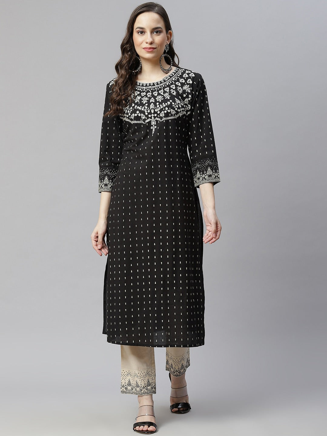 Women's's Black Printed Kurta - Hatheli