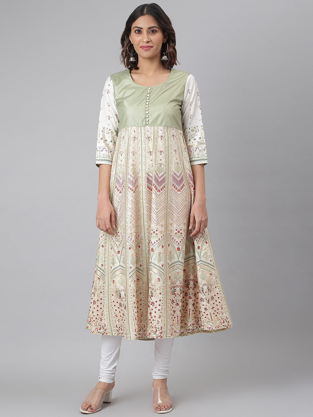 Women's Ethnic Mirror Work Anarkali Kurta With Trousers  Dupatta - Hatheli