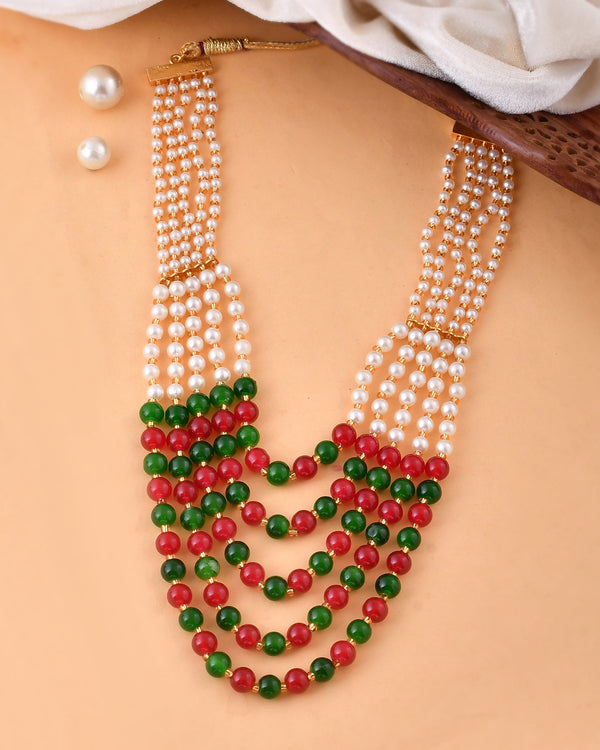 Women's Shine Beads Ethnic Necklace | Gemstone Jewellery Set - Avisha