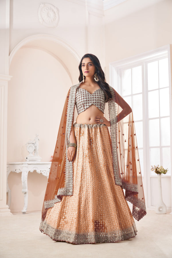 Women's Musturd Soft Net Lehenga Choli - Kesar Fab