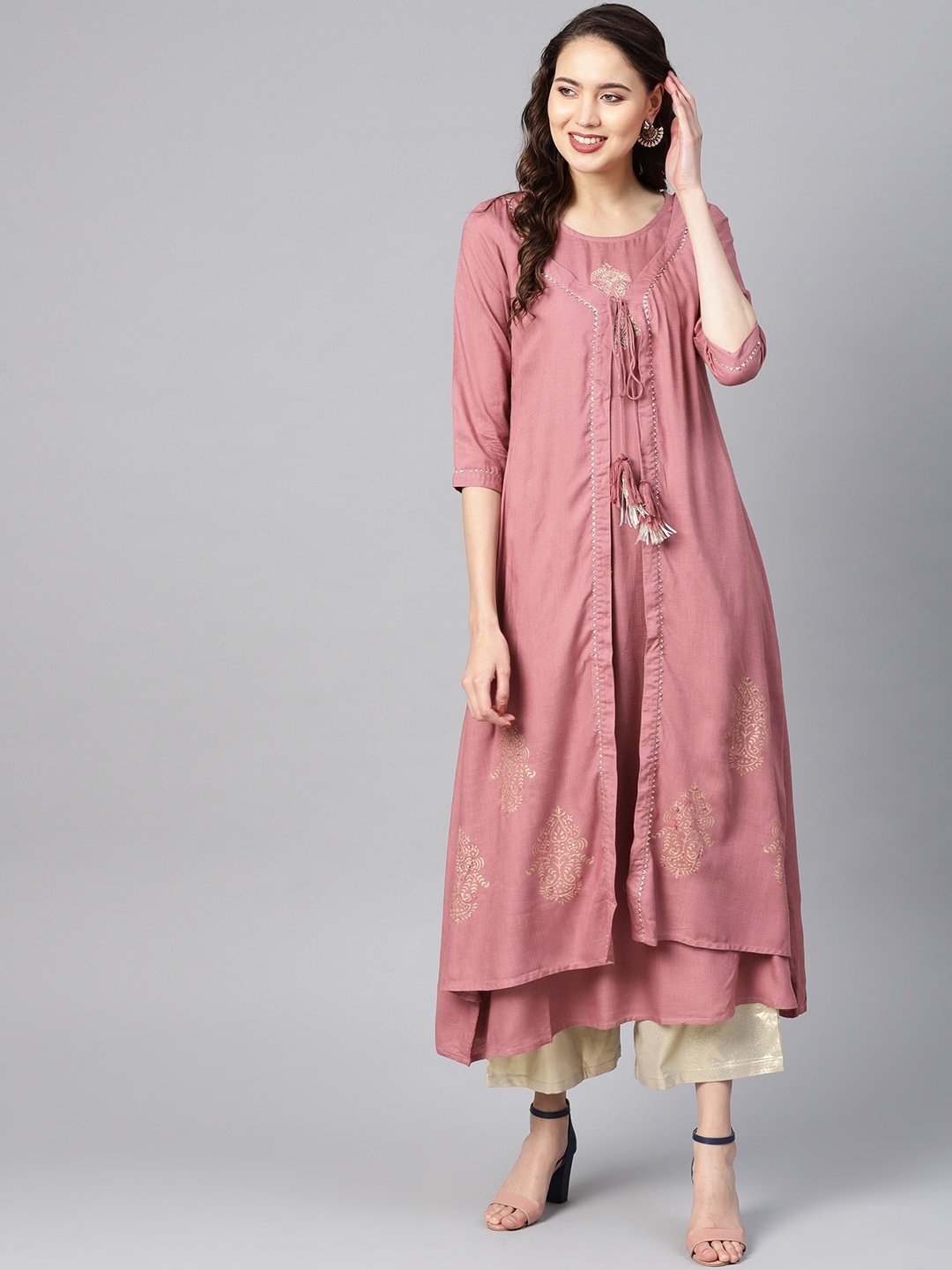 Women's Mauve A-Line Kurta - Yufta