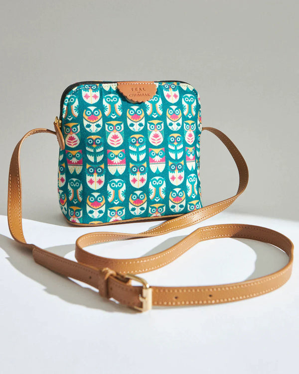 Teal By Chumbak Flower Owl Sling Bag - Teal - Chumbak