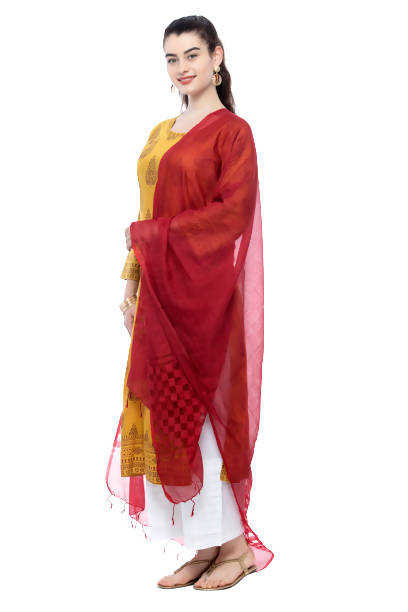 Women's Buta Square Cutt Maroon Dupatta & Chunni Mfd0010 - Moeza