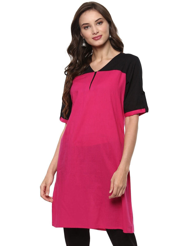 Women's Pannkh Casual Half Sleeve SolidKurti - Pannkh