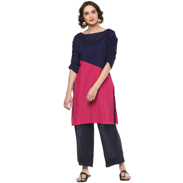 Women's Pannkh Casual 3/4 Sleeve SolidKurti - Pannkh