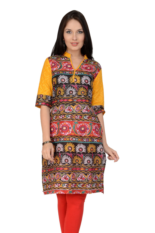 Women's Casual 3/4 Sleeve Printed  Kurti - Pannkh