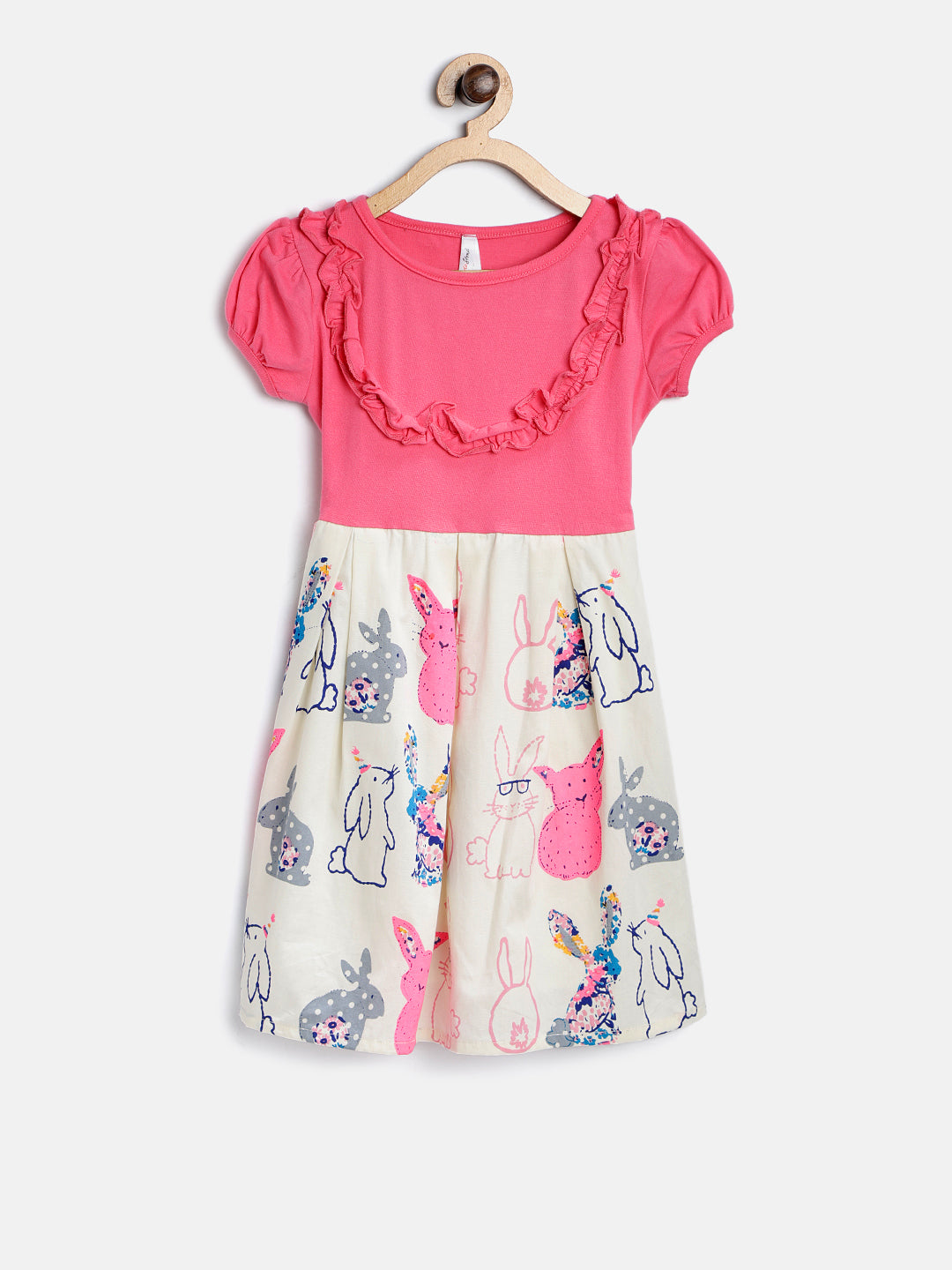 Gilr's Cotton Dress With Cat Print - StyleStone Kid