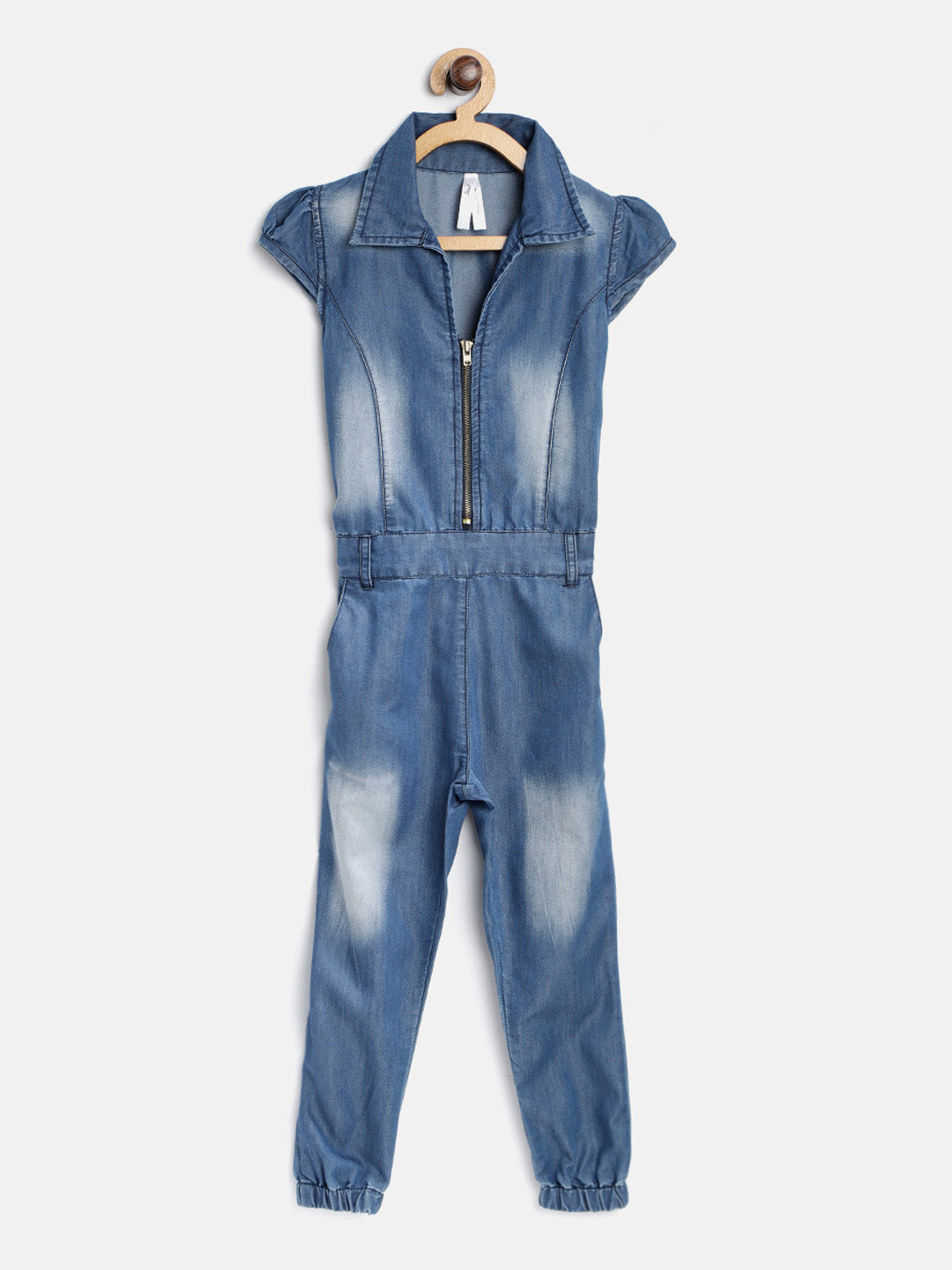 Gilr's Denim Dark Blue Wash Jumpsuit - StyleStone Kid