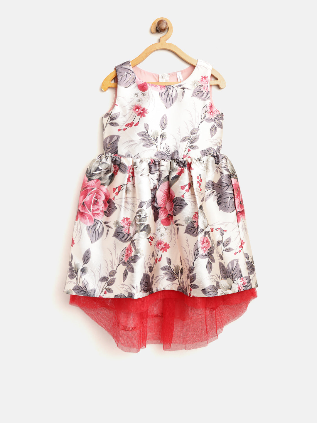 Gilr's Floral Hi Lo Party Dress With Net Inset - StyleStone Kid