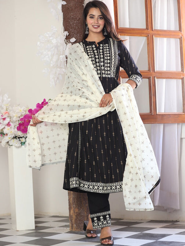 Women's Ethnic Motifs Printed Kurta With Palazzos & Dupatta - Noz2Toz