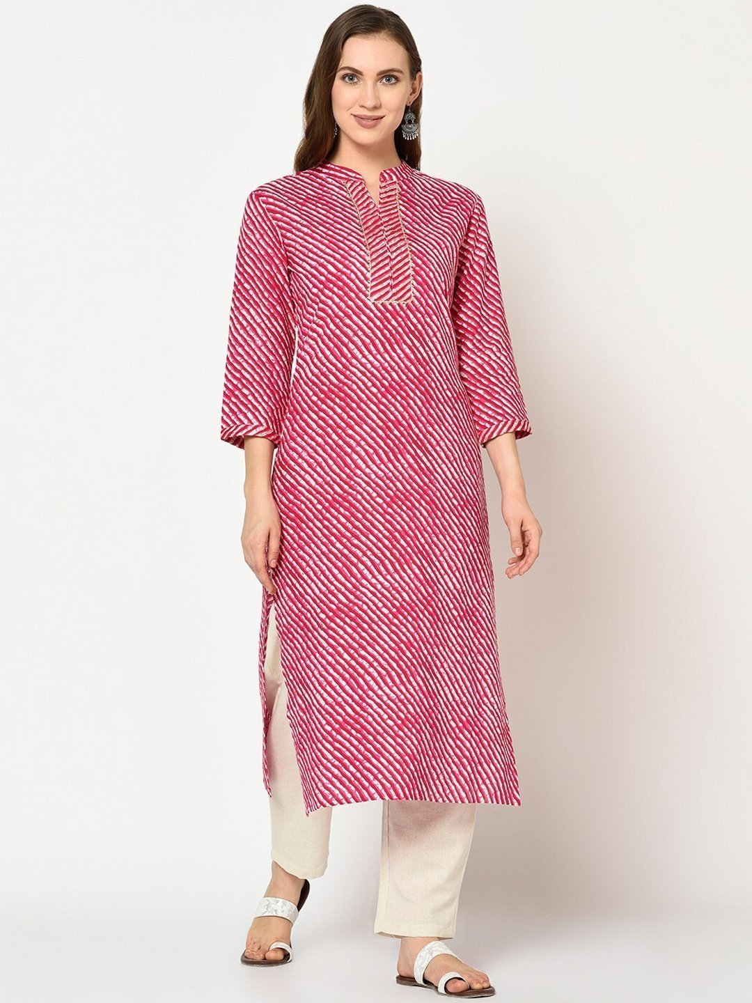 Women's Fuchsia Pink Printed Kurta - Yufta