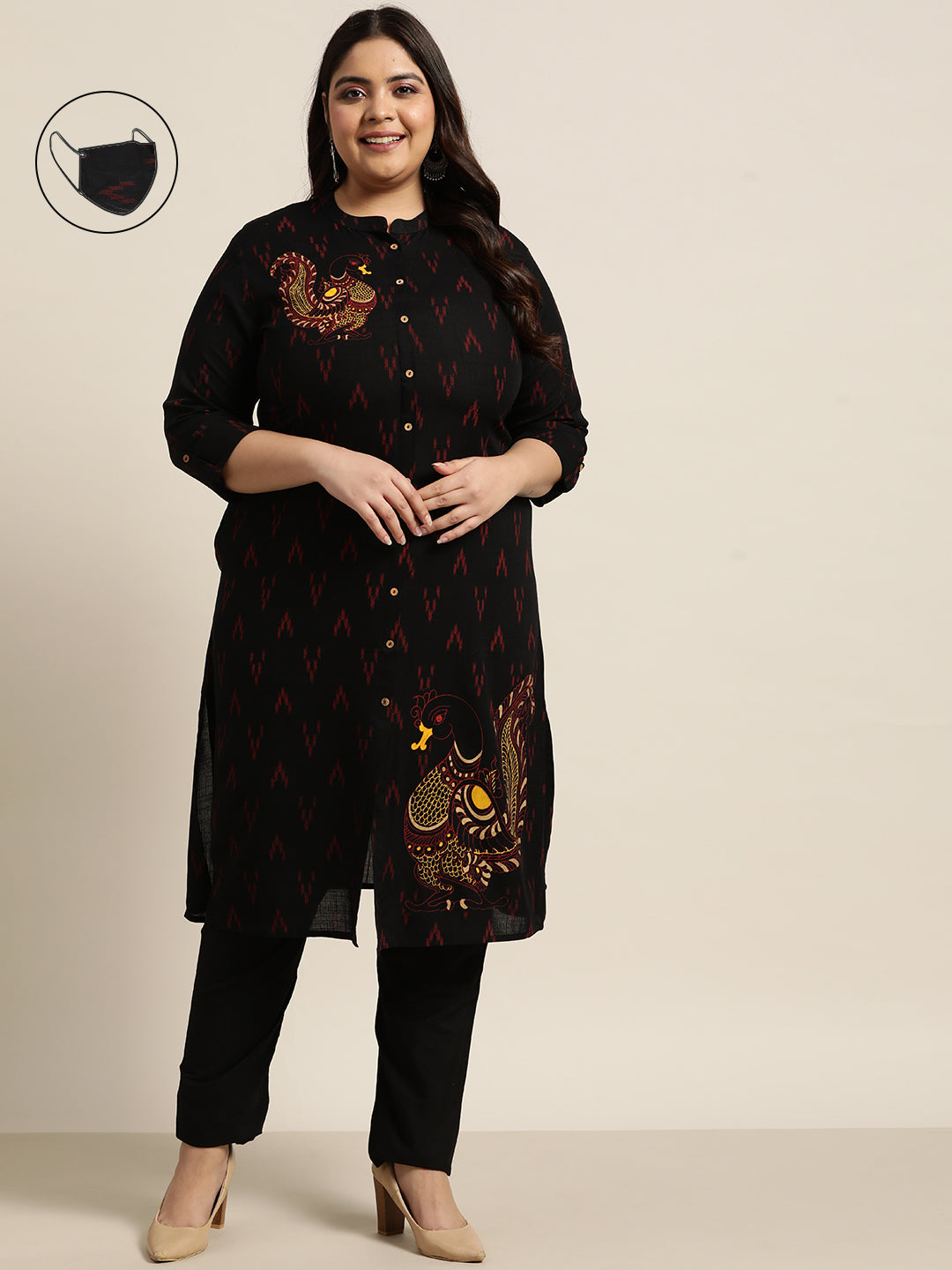 Women's Black Rayon Daily Wear Printed A-Line Kurta - Juniper