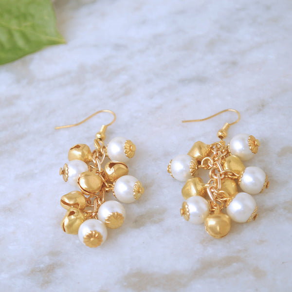 Women's Pearl And Ghungroo Earrings  - BeAbhika