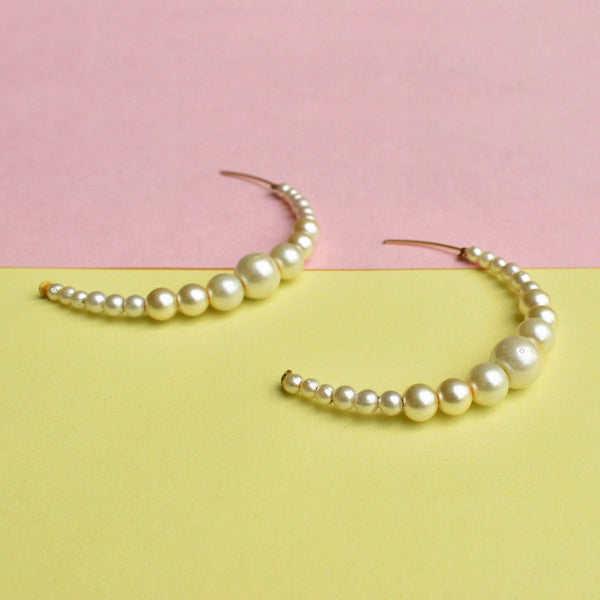 Women's Peppy pearl half hoop earring  - BeAbhika