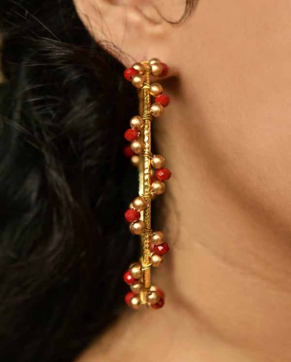 Women's RED ARCH HOOPS  - BeAbhika