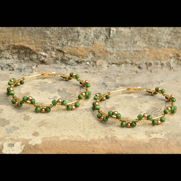 Women's GREEN ARCH HOOPS  - BeAbhika