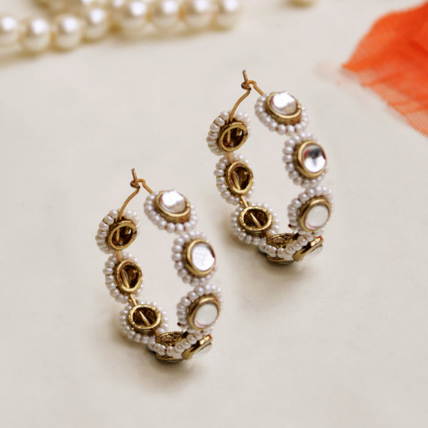 Women's Mounted pearl hoops  - BeAbhika