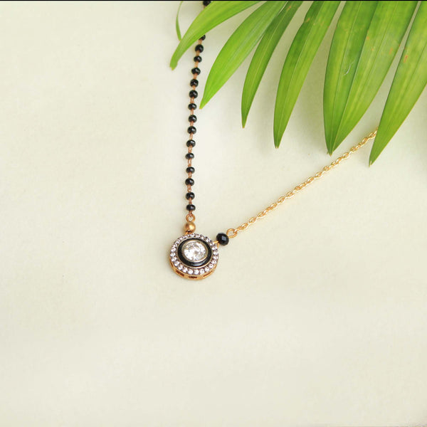 Women's Black and gold zircon mangalsutra  - BeAbhika