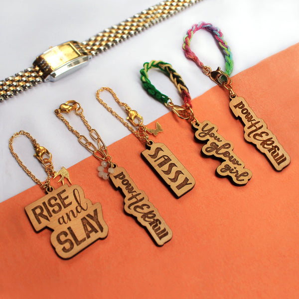 Wooden Engraved Set Of 4 Charms - Abhika Creations