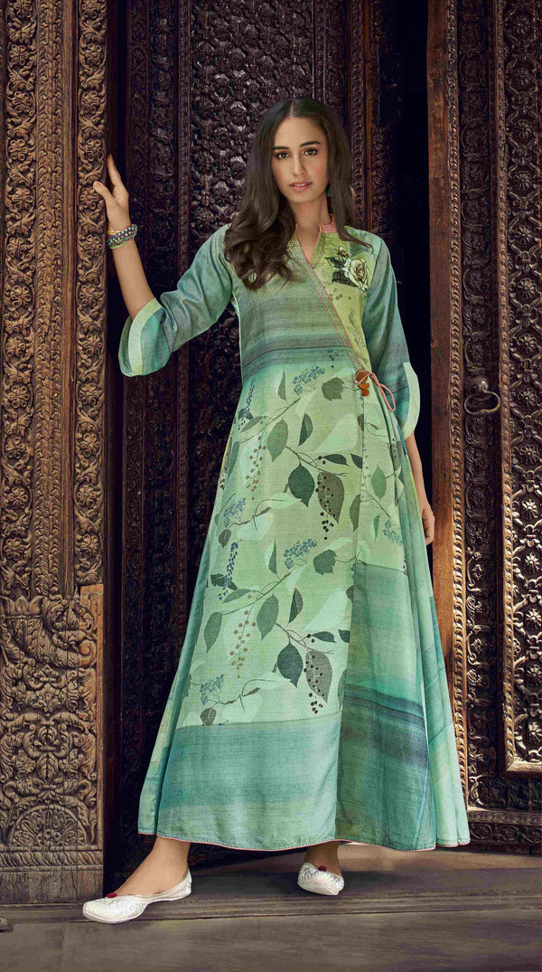 Women Green Anarkali Dress By Navyaa (1 Pc Set)