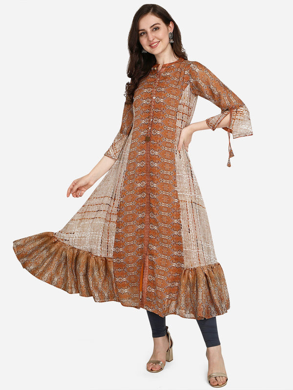 Women's  Multi Silk Blend Bollywood Kurta - Ad-2010 - Navyaa