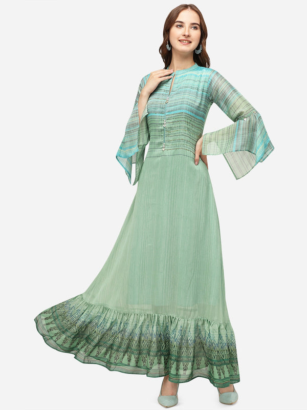 Women's  Sea Green Rayon Bollywood Kurta - Ad-2012 - Navyaa