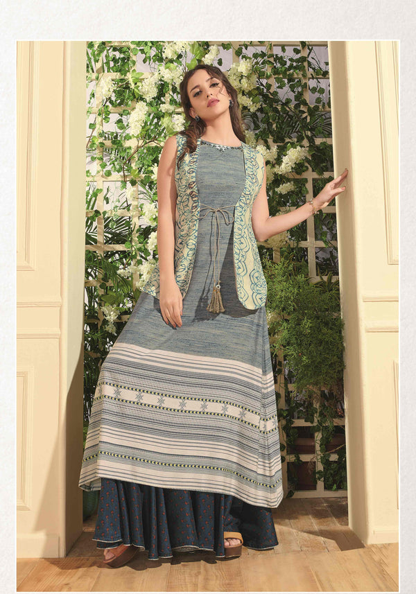 Women's Multi Color Blend Cotton Printed Gown Ad-2068 - Navyaa