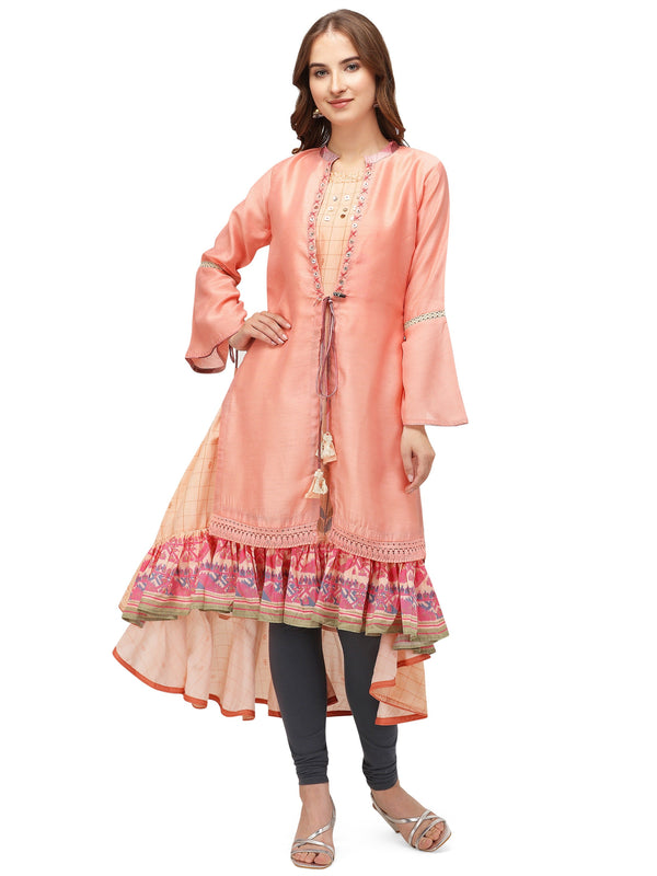 Women's Multi Cotton Silk Bollywood Gown And Jacket - Ad-3002 - Navyaa