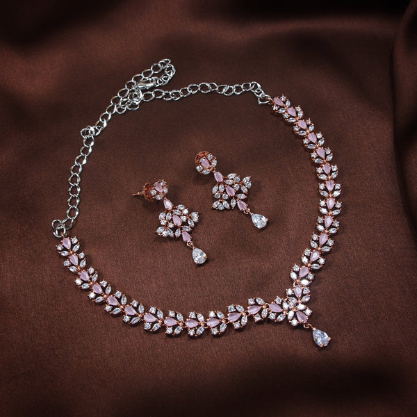 Women's Rose Gold Pink Jewellery Set - i jewels