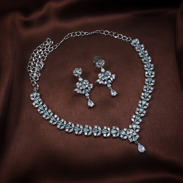 Women's Rhodium Mint Jewellery Set - i jewels