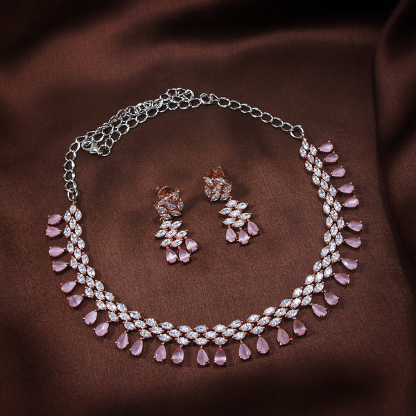 Women's Rose Gold Pink Jewellery Set - i jewels