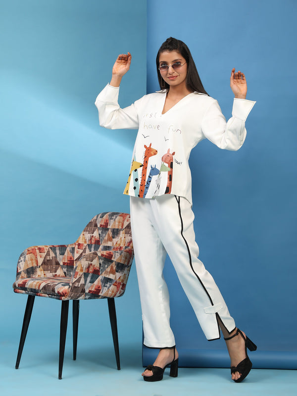 Women's Indowestern Ensemble In Off-White Butter Crepe Fabric Fusion Of Traditional And Contemporary Design Elements - Phenav