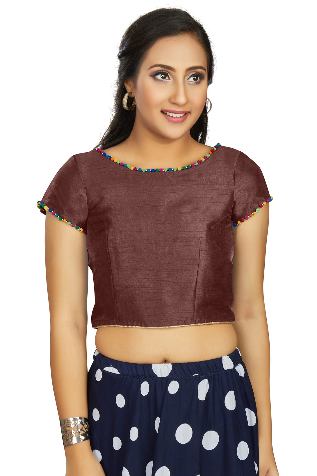 Women's Brown Art Silk Designer Party Wear Readymade Blouse  (Stitched ) - Aastha Fashion