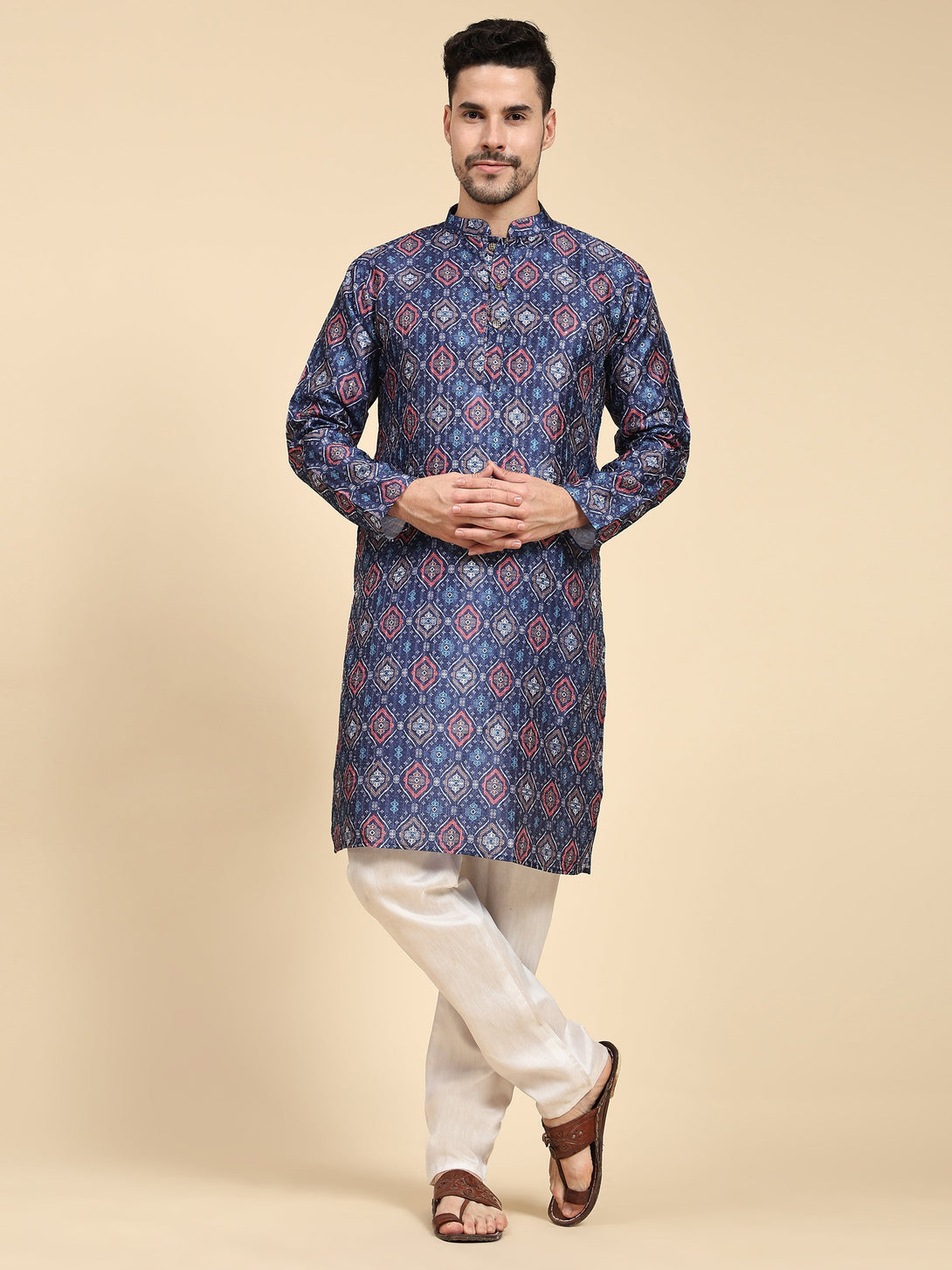 Men's Multicolor Digital Print With Sequins Rayon Kurta  Men (Stitched ) - Aastha Fashion Men