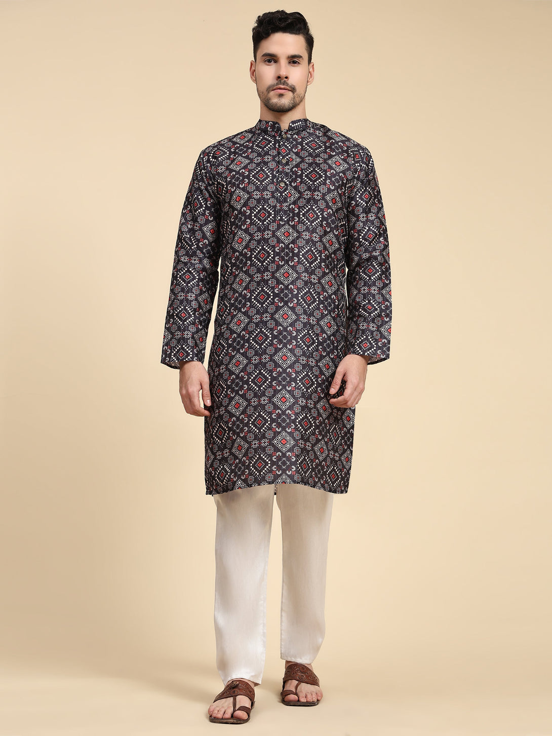 Men's Multicolor Digital Print With Sequins Rayon Kurta  Men (Stitched ) - Aastha Fashion Men