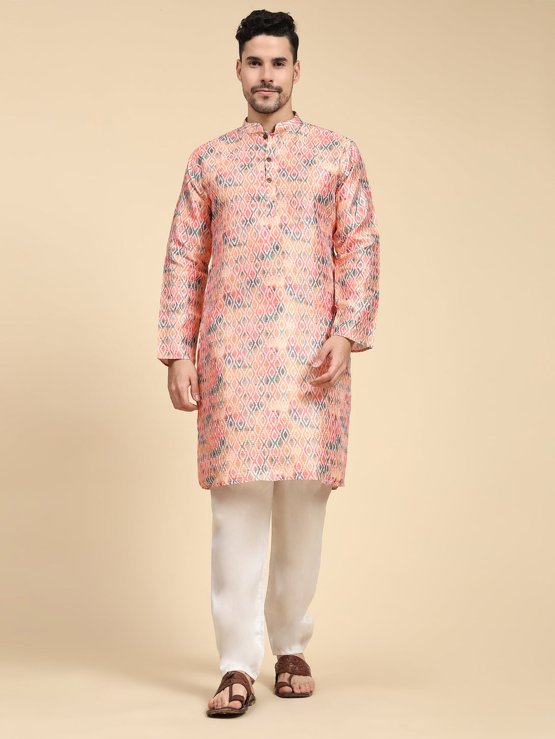 Men's Multicolor Digital Print With Sequins Rayon Kurta  Men (Stitched ) - Aastha Fashion Men