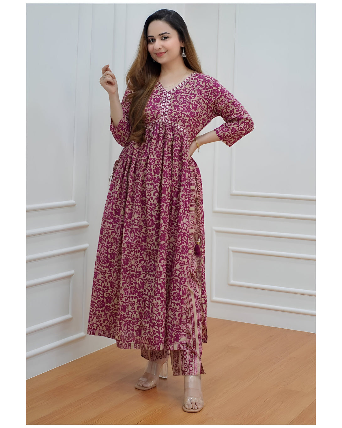 Women's Pink Rayon Embroidery Kurta Set - Aastha Fashion