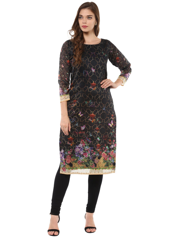 Women's Digital Printed Pakistani Black Only Kurta - Ahalyaa