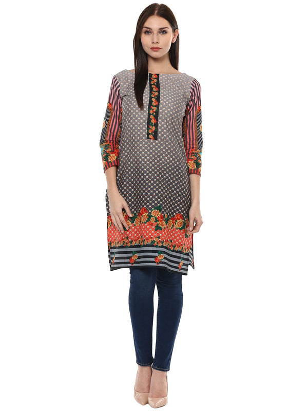 Women's Cotton Floral Digital Print Only Kurti - Ahalyaa